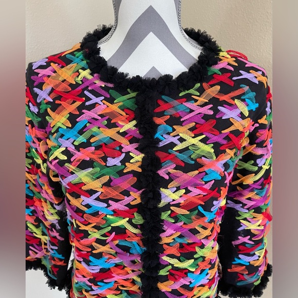 Vintage Michael Simon - Button Up - Colorful Ribbon - Cardigan Sweater - Size: M - Picture 3 of 9